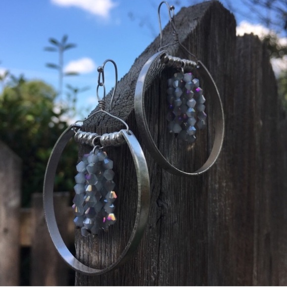 Hoop Beaded Tassel Wire Drop Earrings - Picture 6 of 6